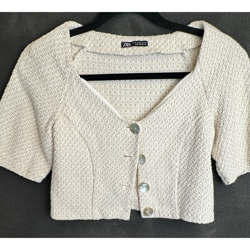 Zara Cropped Knit Cardigan Sweater Size XSMALL